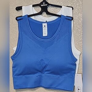 90 Degree By Reflex Women's Blue and White Seamless Viva Bra Tank Set Size S